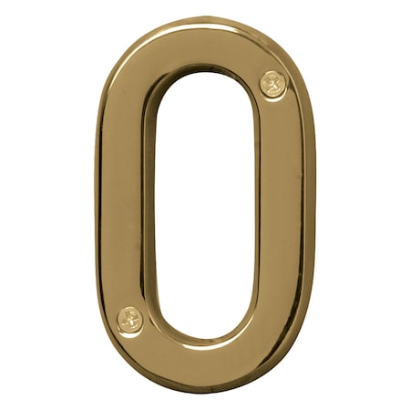 Hy-Ko 4In Polished Brass Number 0, 3PK A30900